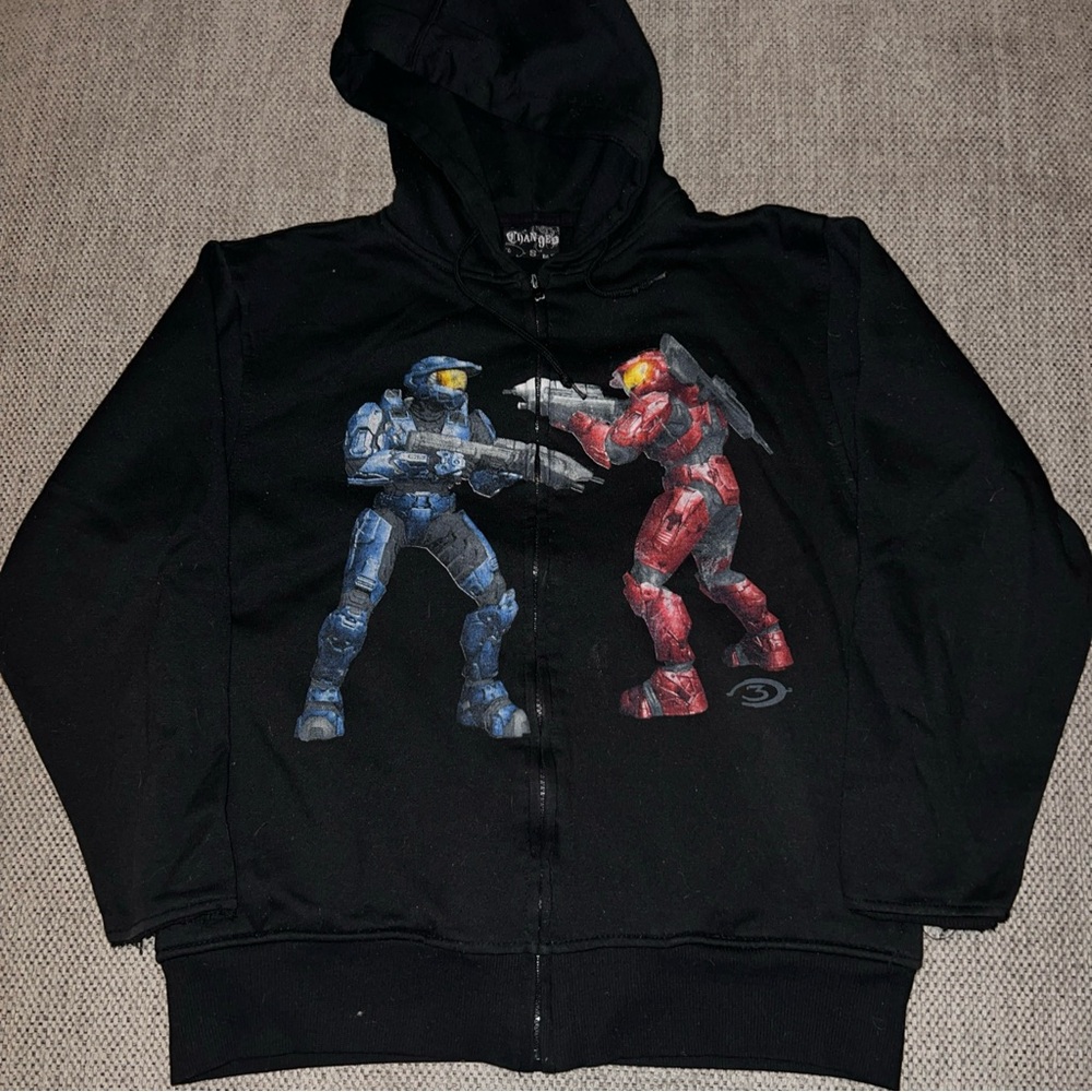 Vintage 2007 Halo 3 Red vs Blue Changes Zip Up Hoodie Sweatshirt Size Small